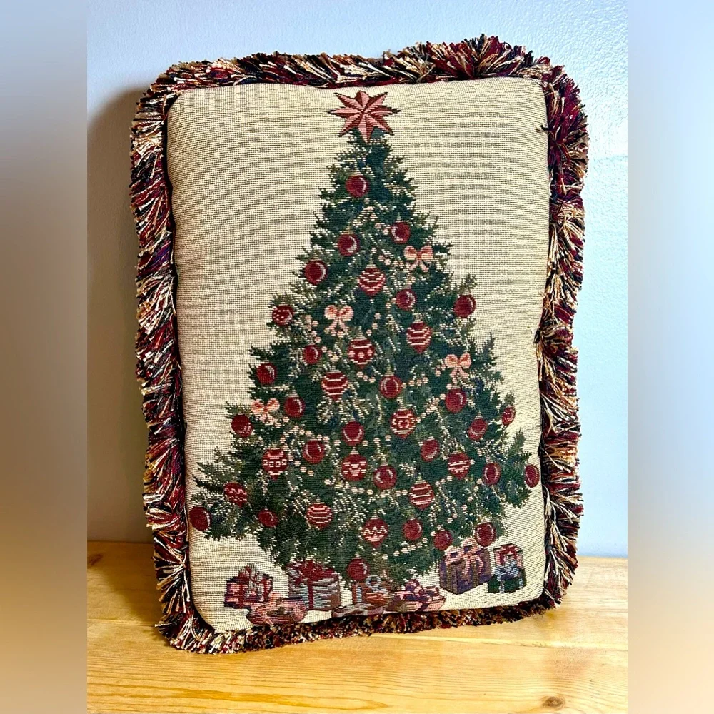 Christmas Tree Tapestry Pillow with Fringe Hancock Fabrics Christmas Holiday